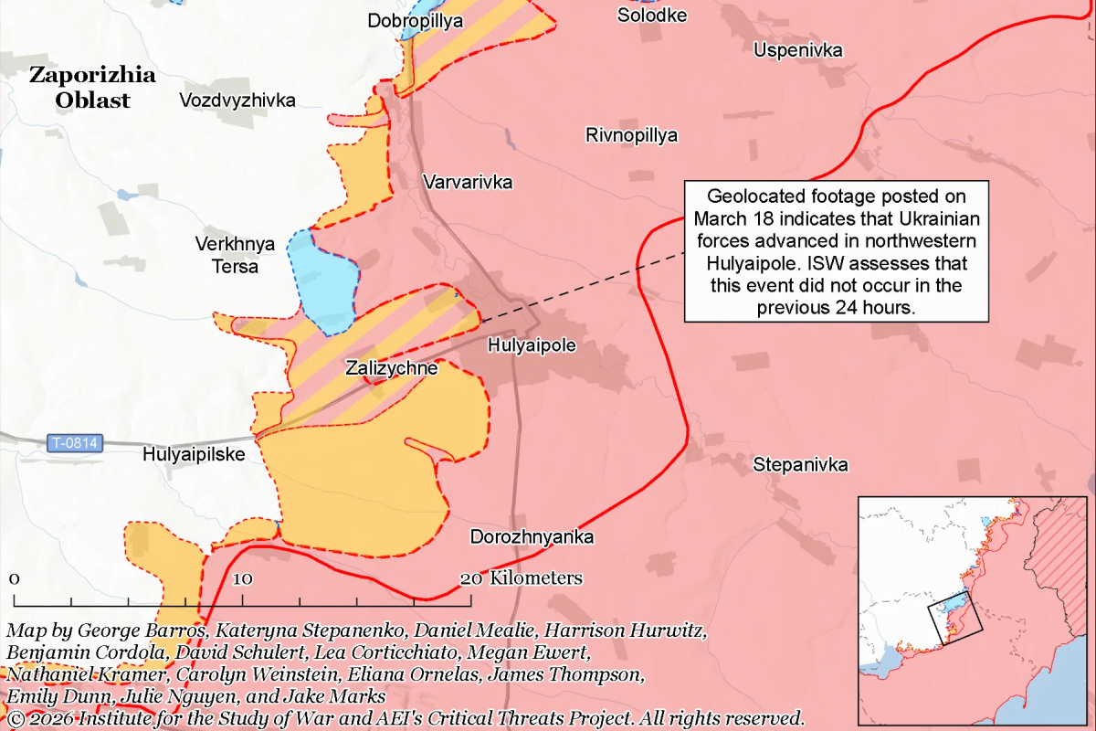 Ситуация на Гуляйпольском направлении. Фото: карта ISW